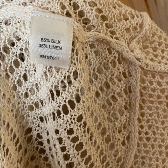 J. Jill Vintage Silk + Linen Crochet Cardigan, small - Picture 3 of 6